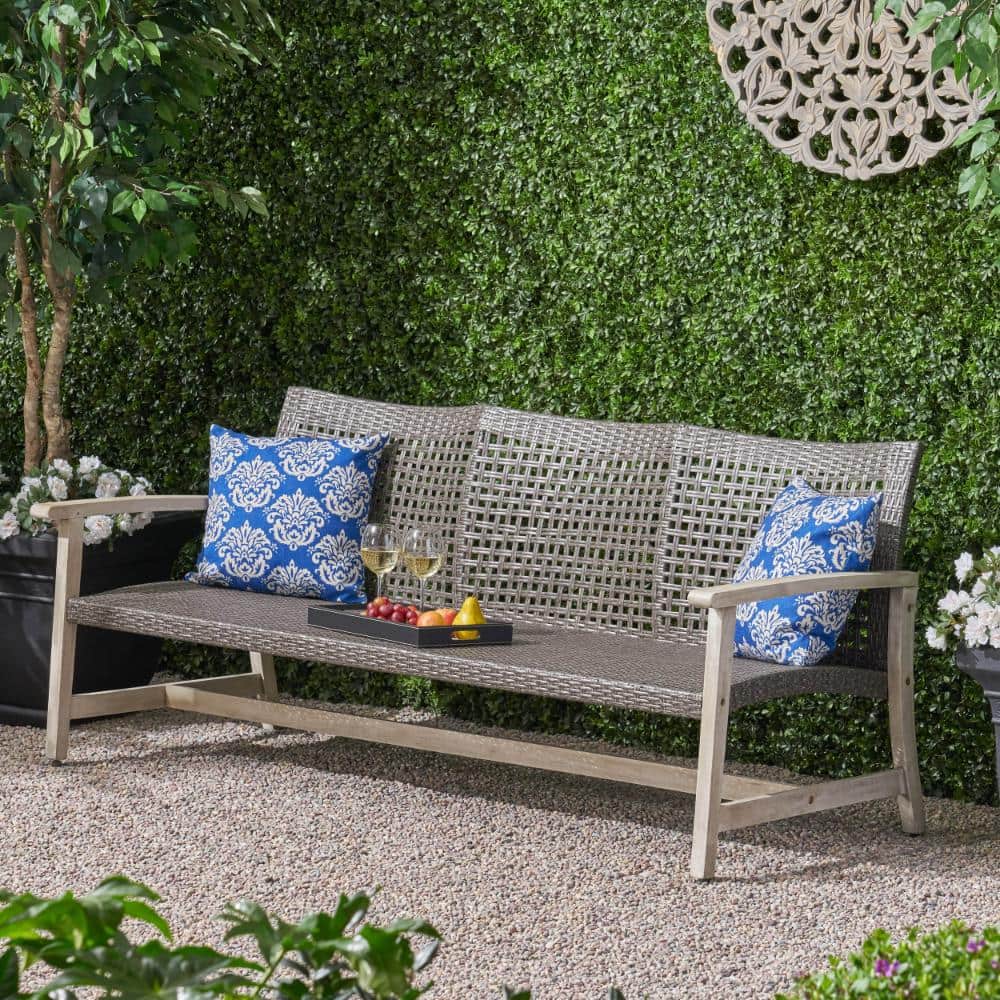 Outdoor Acacia Wood Wicker 3 Seater Sofa, Patio Furniture Conversation Set for Backyard price history on PriceWatchPro