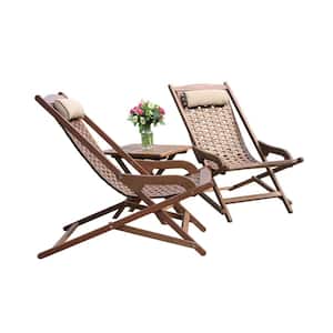 3-Piece Weather Resistant Eucalyptus Folding Swing Outdoor Lounge Chair Set