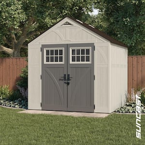 Tremont 8 ft. W x 7 ft. D Plastic Resin Storage Shed with Floor (56 sq. ft.) in Vanilla (Beige)