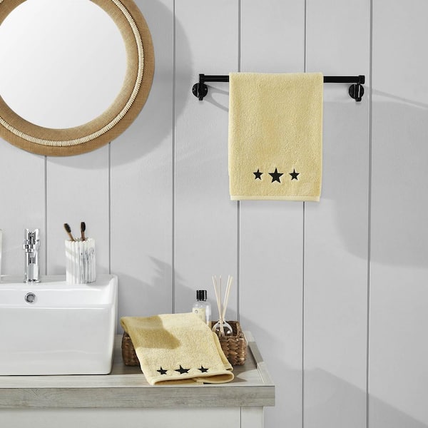 Black Stars Soybean Creme 100% Cotton Hand Towel (Set of 2)