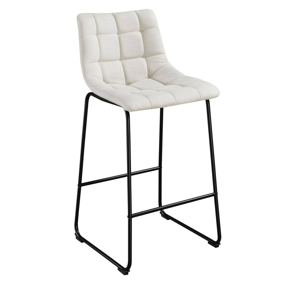 Linen White Industrial Leather & Metal 30" Bar Stool Set
