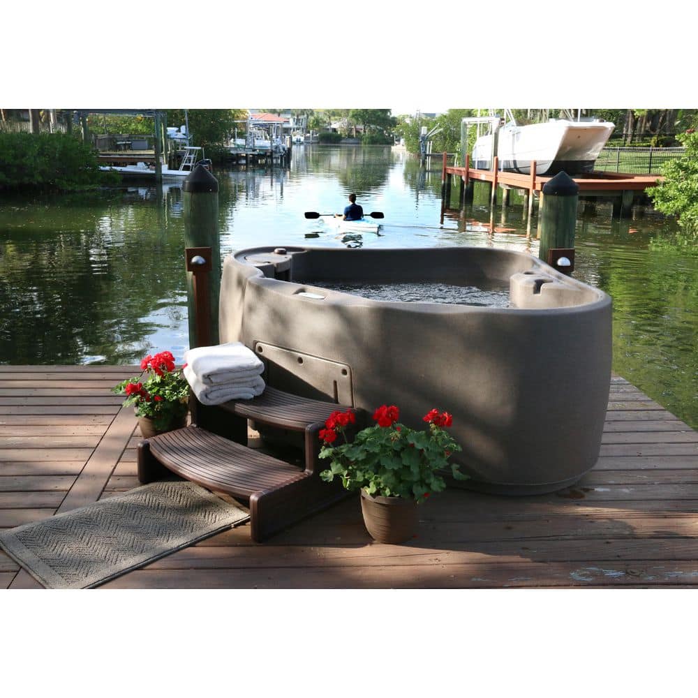 Keystone Gray 2-Person Oval Plug & Play Hot Tub with LED Waterfall