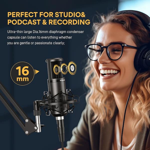 Lukyamzn XLR Condenser Microphone - Cardioid Studio Recording Mic