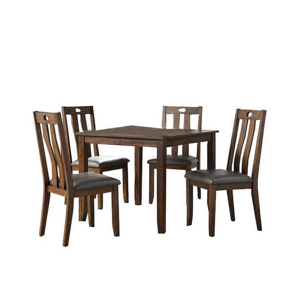 Unbranded 5-Piece Brown Wood Top Dining Table Set (Seats-4)