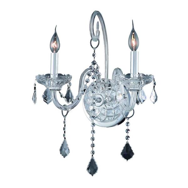 Elegant Lighting 2-Light Chrome Wall Sconce with Clear Crystal