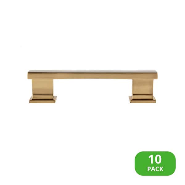 Sumner Street Home Hardware 10-Pack High Desert 3-1/2 in. (89 mm) Center-to-Center Classic Satin Brass Bar Drawer Pull