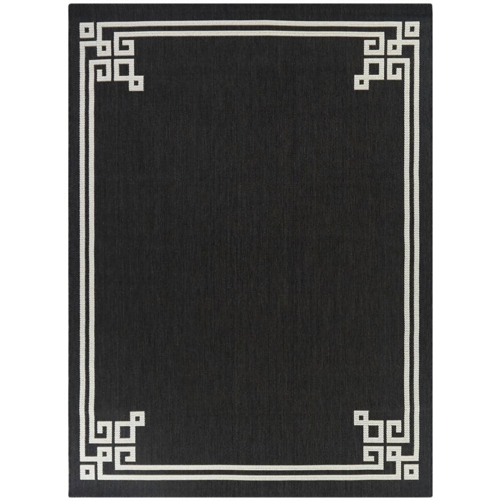BALTA Haines Charcoal 5 ft. x 7 ft. Border Indoor/Outdoor Area Rug