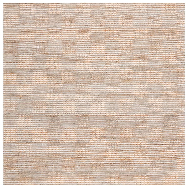 Natural Fiber 6 ft. x 6 ft. Natural/Ivory Distressed Grid Square Area Rug