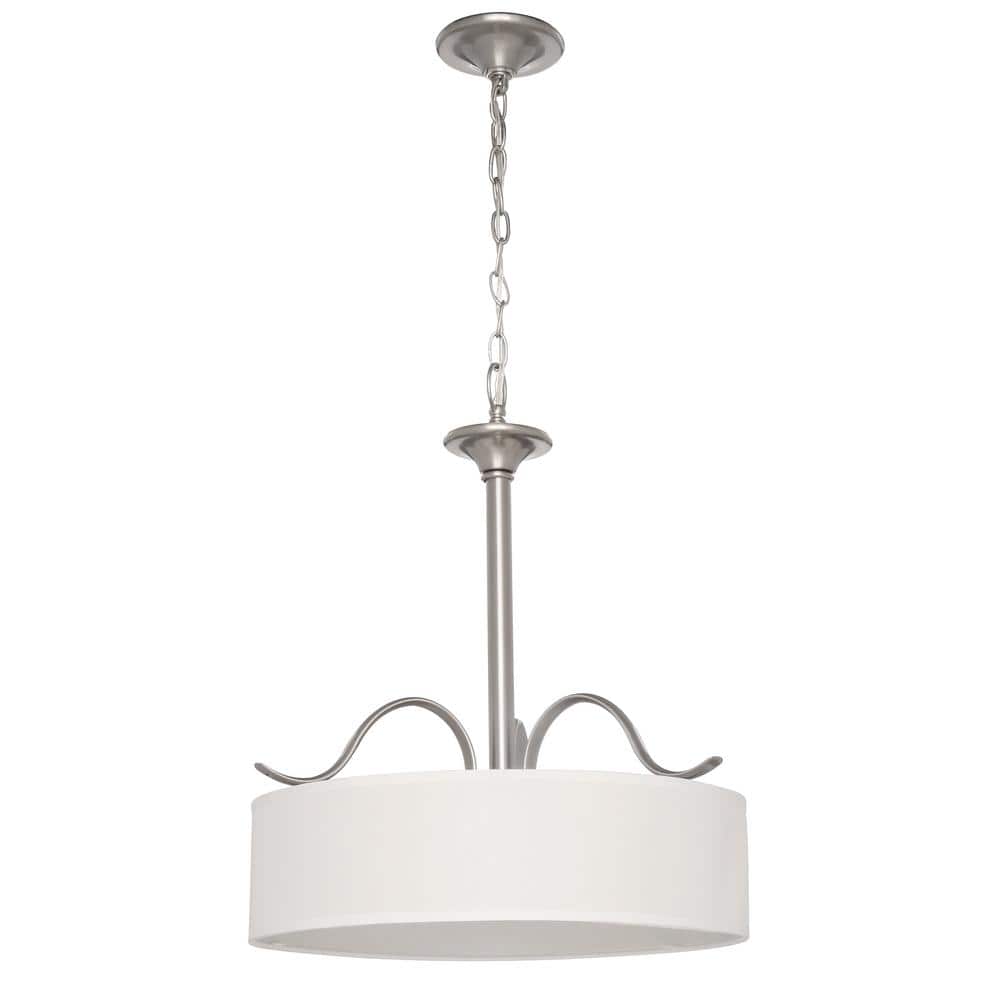 Inspire Collection 3-Light Brushed Nickel Transitional Hanging Foyer Pendan