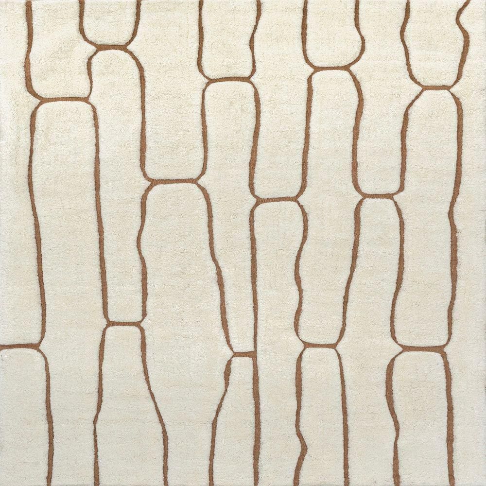 Cream Abstract Handmade Wool 4' x 6' Area Rug
