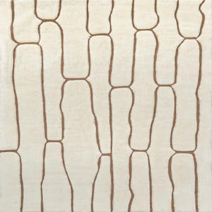 Nazco Abstract New Zealand Wool Cream 5 ft. x 8 ft. Area Rug