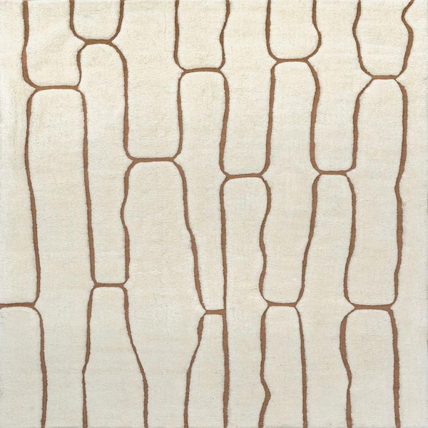 Nazco Abstract New Zealand Wool Cream 8 ft. x 10 ft. Area Rug