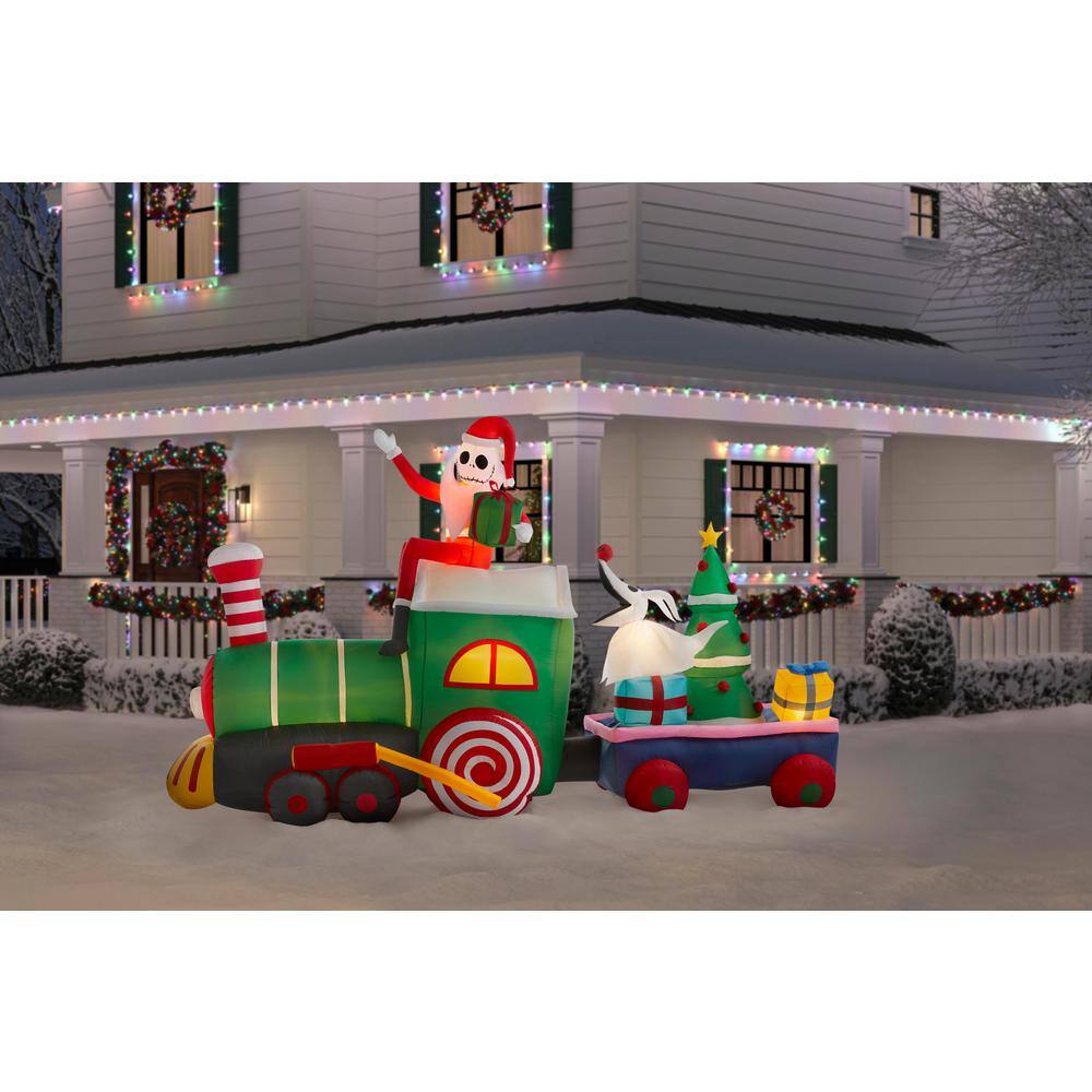 Giant Inflatable Christmas Train with Jack Skellington and Zero