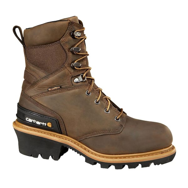 Carhartt Men's Woodworks Waterproof 8'' Work Boots - Composite Toe - Brown Size 9.5(M)