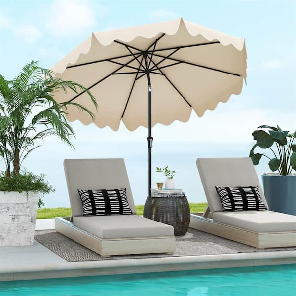 9 ft. Market Patio Umbrella in Beige Sun-Protective Canopy