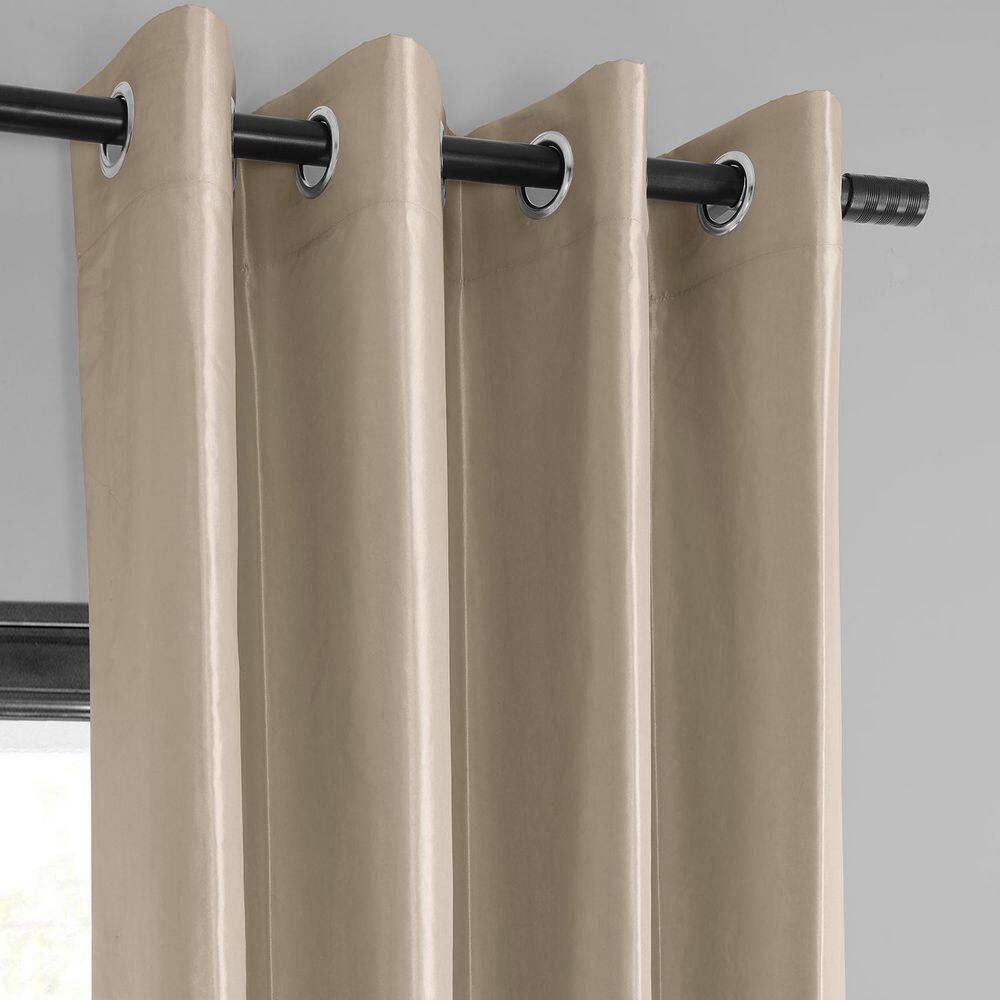 Antique Beige Grommet Blackout Faux Silk 96" Curtain Panel