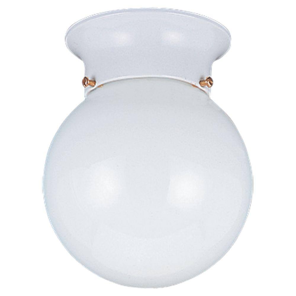 Elegant White Glass Globe Flush Mount with Brushed Nickel Finish