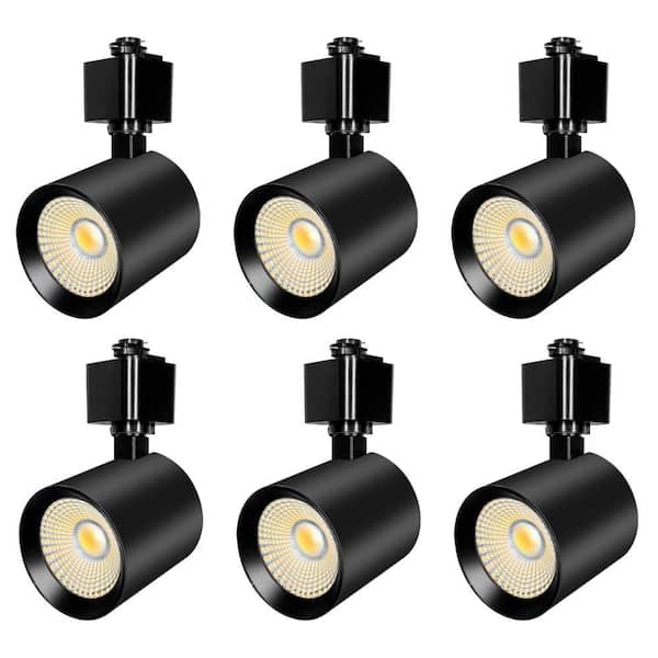 6-Pack Black Integrated LED Linear Track Lighting Swivel Cylinder Heads CRI90+, 800lm, Adjustable 5CCT Track Lights