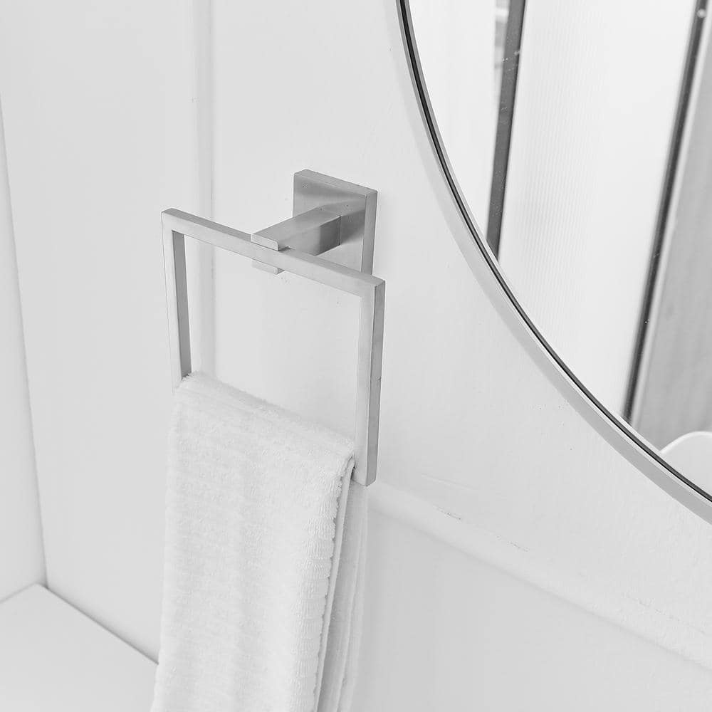 Brushed Nickel Stainless Steel Square Wall Mounted Towel Ring