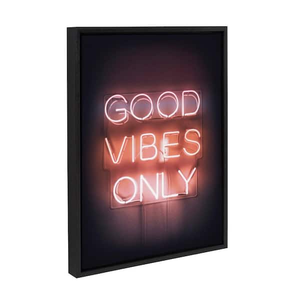Kate and Laurel Sylvie Good Vibes Only Framed Canvas by the Creative Bunch Studio (Set of 1) Typography Art Print 18.00 in. x 24.00 in