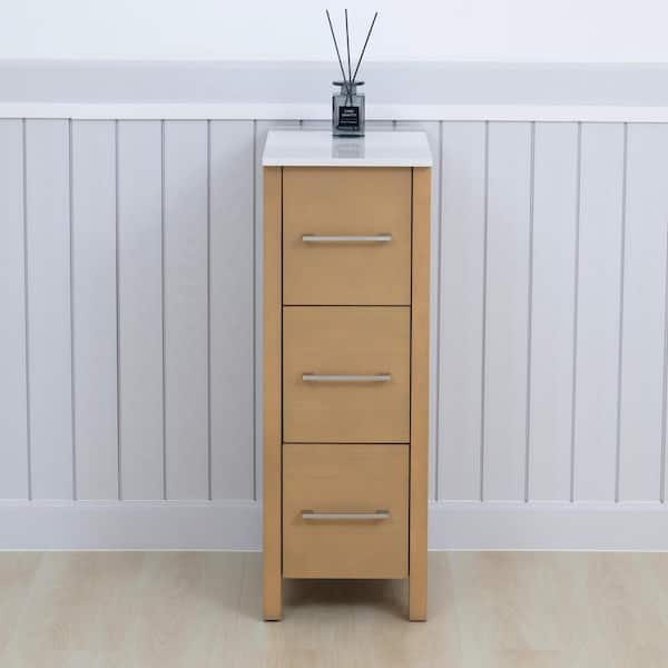 Vanity Art 12 in. W x 18 in. D x 33.5 in. H Bath Vanity Cabinet without Top in Natural Oak Narrow Bathroom Storage Cabinet