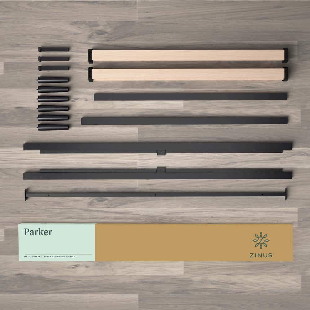 Parker Twin Platform Metal Bed Frame with Tapered Legs - Charcoal