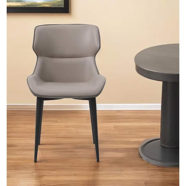 HomeRoots Gray And Black Upholstered Faux Leather Side Chair