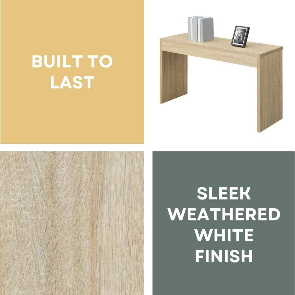 Weathered White Wood Console Table with Spacious Storage