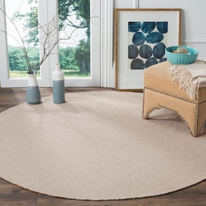 Montauk Ivory/Gray 8 ft. x 8 ft. Multi-Striped Solid Color Round Area Rug
