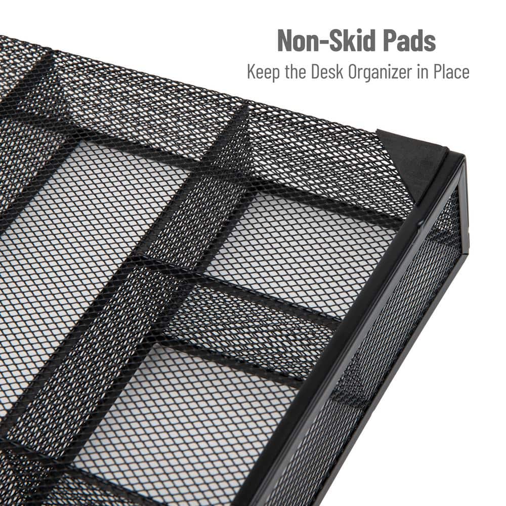 Mind Reader Mind Reader 2 Piece Mesh Deep Drawer Organizer, Desk Accessories Organizer, Black Wire Mesh 6 Compartments, Storage Drawer Organizer, Black