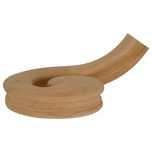 Stair Parts 7531 Unfinished Red Oak Right-Hand Volute with Up-Easing Handrail Fitting