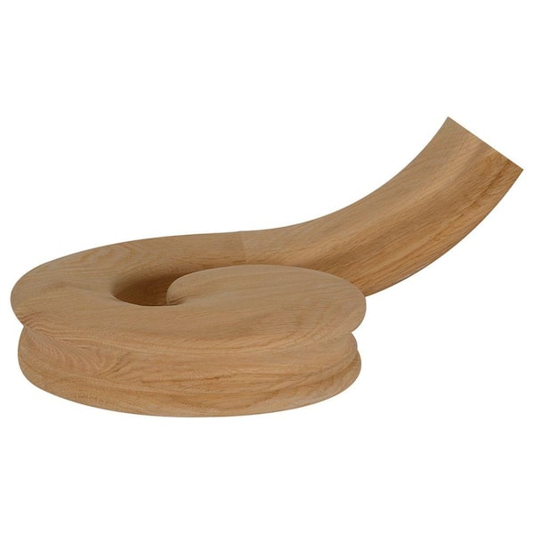 EVERMARK Stair Parts 7531 Unfinished Red Oak Right-Hand Volute with Up-Easing Handrail Fitting