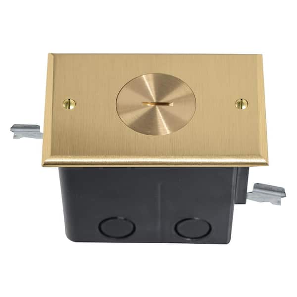 Legrand Pass & Seymour Slater Brass 1-Gang Floor Box with Single Tamper-Resistant Receptacle for Wood Sub-Floor