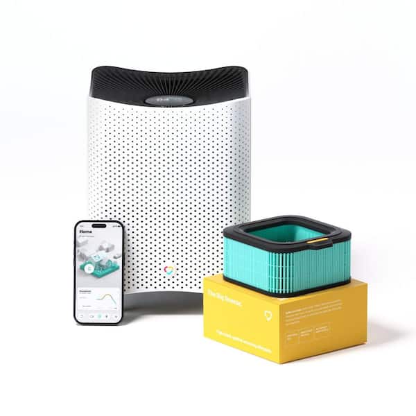 Mila Air Mini Air Purifier with Big Sneeze Filter, 741 ft2, True HEPA, Allergen Smart Purifier in White, Pollen, Dander, Dust
