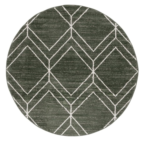 SAFAVIEH Adirondack Dark Green/Ivory 6 ft. x 6 ft. Diamond Round Area Rug