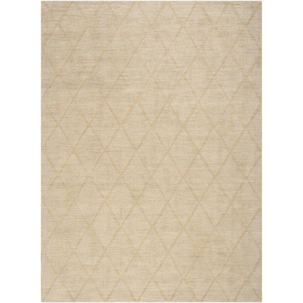Nourison Wool Haven Beige 4 ft. x 6 ft. Diamond Contemporary Area Rug