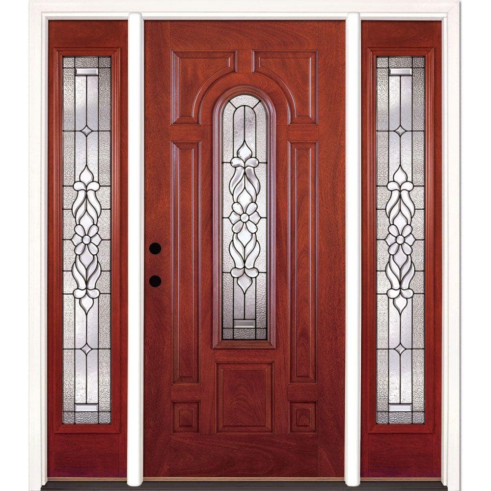 63.5 in. x 81.625 in. Lakewood Patina Stained Cherry Mahogany Right-Hand Fi