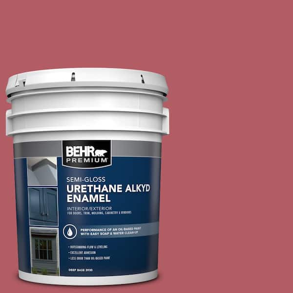 BEHR PREMIUM 5 gal. #BIC-33 Cinnamon Candle Urethane Alkyd Semi-Gloss Enamel Interior/Exterior Paint