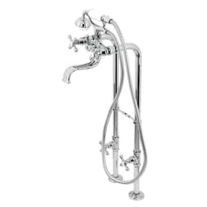 3-Handle Claw Foot Freestanding Tub Faucet with Supply Line Package in Polished Chrome