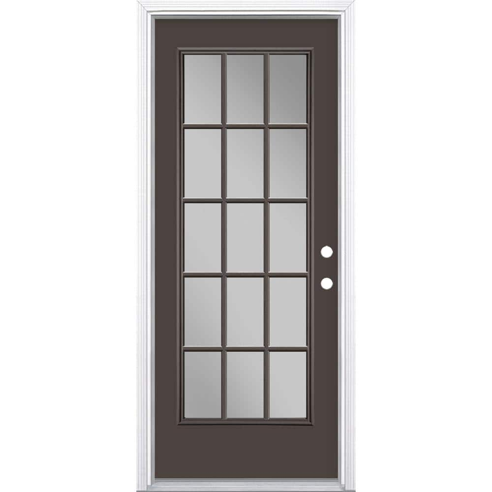 Masonite 32 in. x 80 in. Willow Wood 15 Lite Left Hand Clear Glass ...