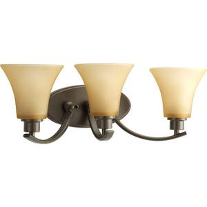 Joy Collection 3-Light Antique Bronze Bathroom Vanity Light with Glass Shades