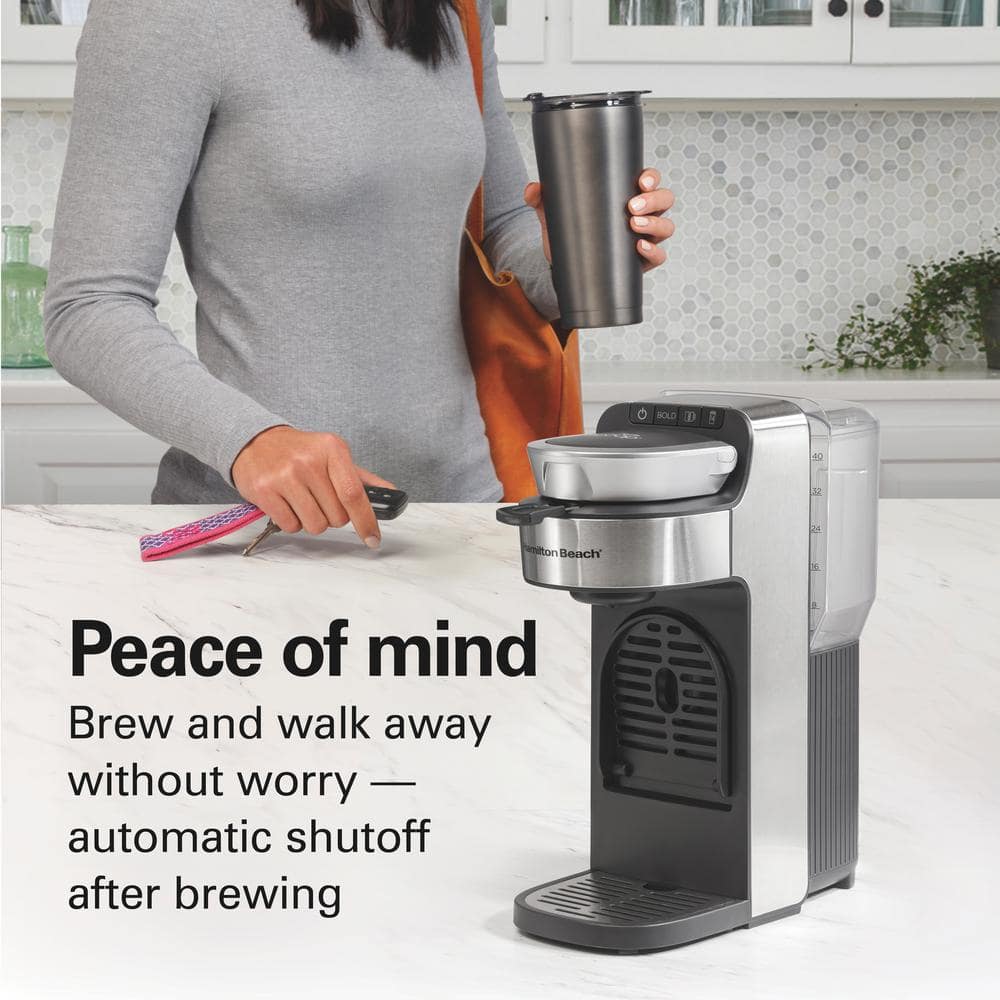 Stainless Steel Single-Serve Coffee Maker with Removable Reservoir