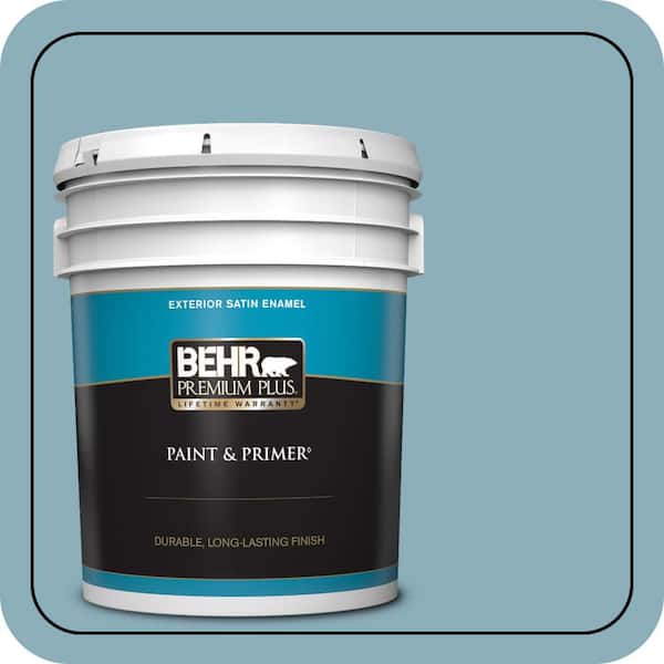 BEHR PREMIUM PLUS 5 gal. #QE-51 Atmosphere Satin Enamel Exterior Paint & Primer