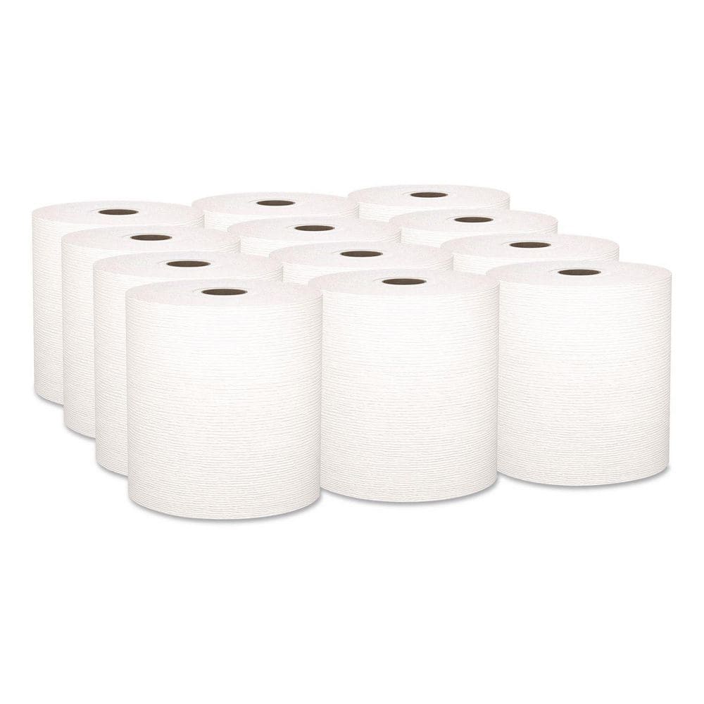scott hard roll towels 8 x 425 ft - white - paper - absorbent nonperforated - 12 / carton