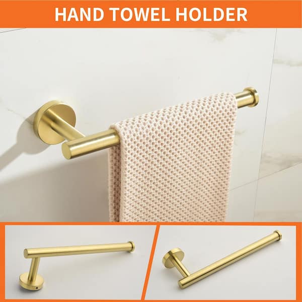 Boyel Living 4-Piece Bath Hardware Set with Towel Bar, Towel Robe Hook,  Toilet Roll Paper Holder, Hand Tower Holder in Brushed Gold BMG322-4NG -  The Home Depot