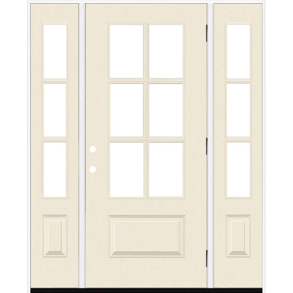 Legacy 60 in. x 80 in. 3/4-6Lite Clear Glass LHOS Primed Linen Finish Fiberglass Prehung Front Door w/Dbl 10 in.SL price history on PriceWatchPro