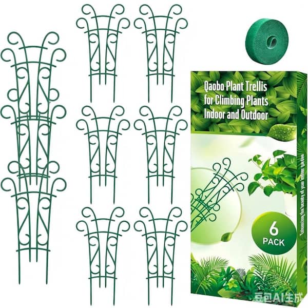 14.17 in Plant Trellis Stackable Climbing Support Green 6 Pack