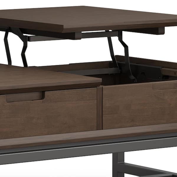 Simpli Home Banting 48 in. SOLID HARDWOOD Walnut Brown Wide