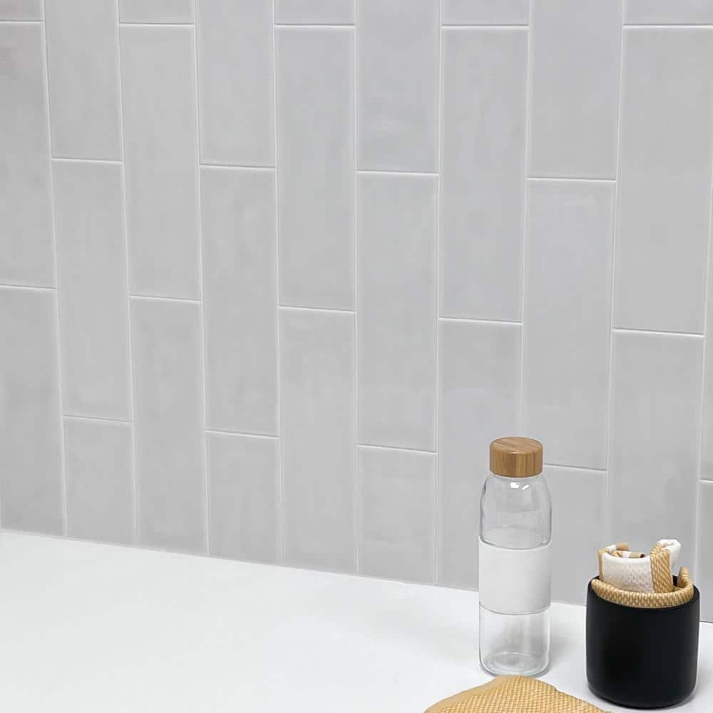 Bedouin Light Gray Gloss Ceramic Subway Wall Tile 3.5" x 12"