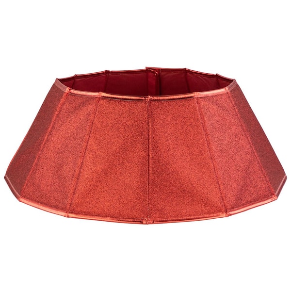26.75 in. Shiny Red Fabric Hexagonal Christmas Tree Collar